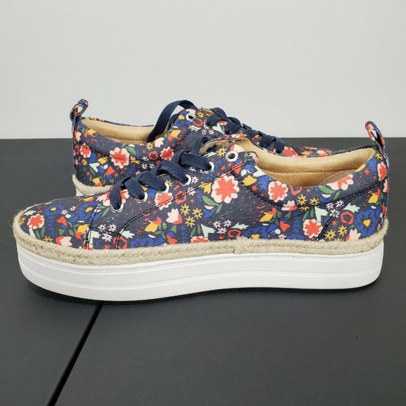 Jack Rogers Mia Blue Floral Platform Sneakers‎ Shoes Size 7.5 - Picture 6 of 9